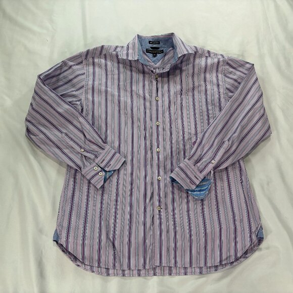 Tommy Hilfiger Other - Tommy Hilfiger Long Sleeve Shirt Purple Striped 80's 2-Ply Cotton Large    Lot G